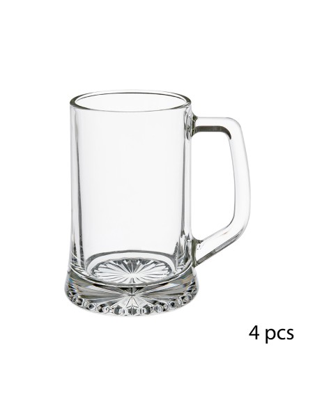 Pack 4 jarras de cerveza de cristal 32cl
