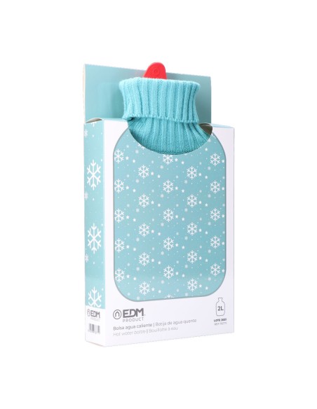 Bolsa de agua caliente. modelo azul copos blancos 2 l