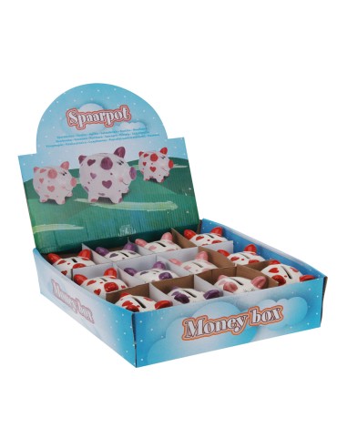 Hucha cerdito con corazones 9x7,5x8cm colores /...