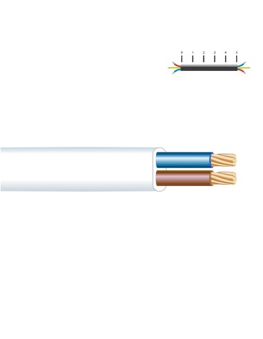 Manguera plana h03vv-f 2 x 0,75 mm² blanca euro/m