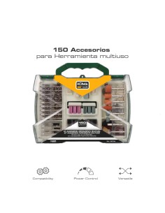 Set de 150 accesorios para mini herramienta multiusos rotativa 08709 koma tools