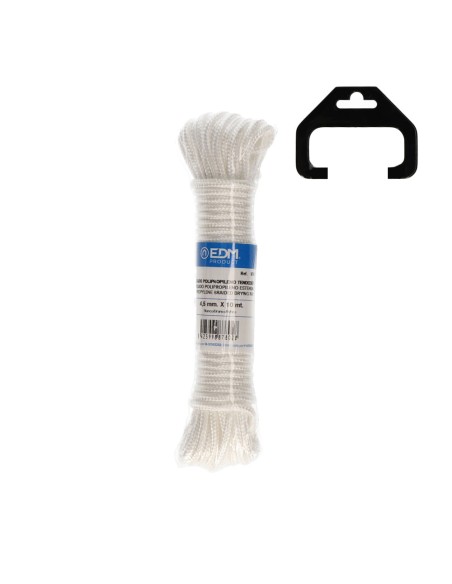 Cordón trenzada tendedero polipropileno blanco, calibre 4,5 mm x 10 m