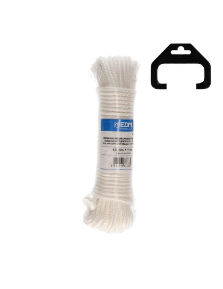 Cordón trenzada tendedero polipropileno blanco, calibre 4,5 mm x 15 m