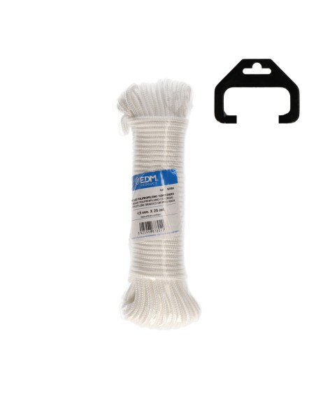 Cordón trenzada tendedero polipropileno blanco, calibre 4,5 mm x 25 m