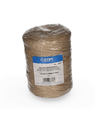 Cordel yute natural 3 cabos calibre 3,5 mm x 110 m