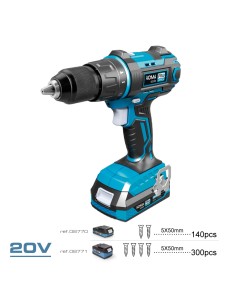 Kit maletin taladro percutor/atornillador 20 v con 2 baterias 2.0a y cargador 22,5 x 20,3 cm pro series 2