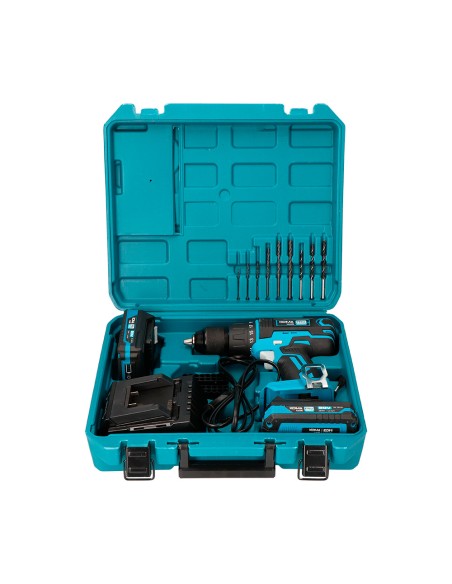 Kit maletin taladro percutor/atornillador 20 v con 2 baterias 2.0a y cargador 22,5 x 20,3 cm pro series
