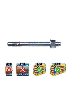 Anclaje homologado ce bap ø8x95mm/30 zincado (caja 50 unid)