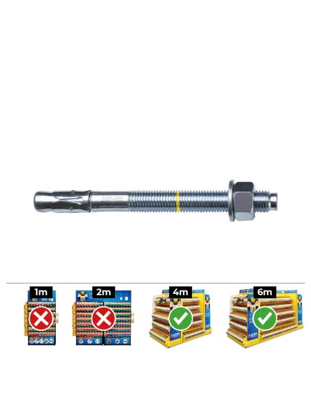 Anclaje homologado ce bap ø8x95mm/30 zincado (caja 50 unid)