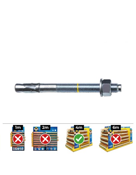 Anclaje homologado ce bap ø10x92mm/17 zincado (caja 40 unid)