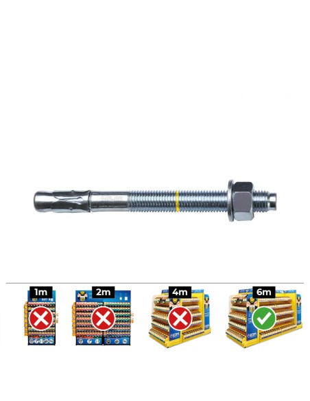 Anclaje homologado ce bap ø10x125mm/50 zincado (caja 25 unid)