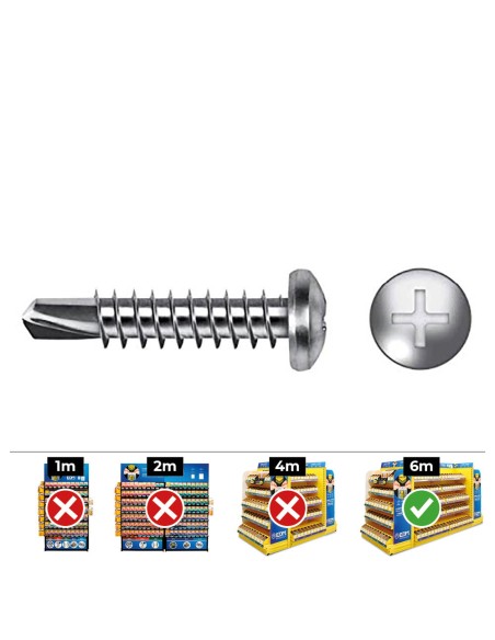 Caja 250 unid. punta broca alomada (rosca chapa) philips din/ref 7504n ø4,8x16mm zincado celo