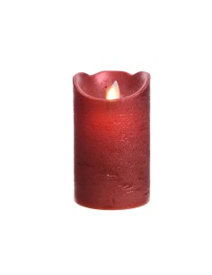 Vela de cera led color rojo con acabado metálico, ø7,5 x 12,5 cm