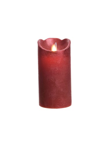 Vela de cera led color rojo con acabado metálico, ø7,5 x 15 cm