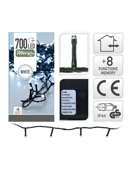 Guirnalda "tipo espino" multifuncion 700 leds luz fria (ip44 exterior) 17m