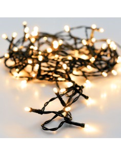 Guirnalda a pilas multifuncion 48 leds cable negro luz blanco calido 4m