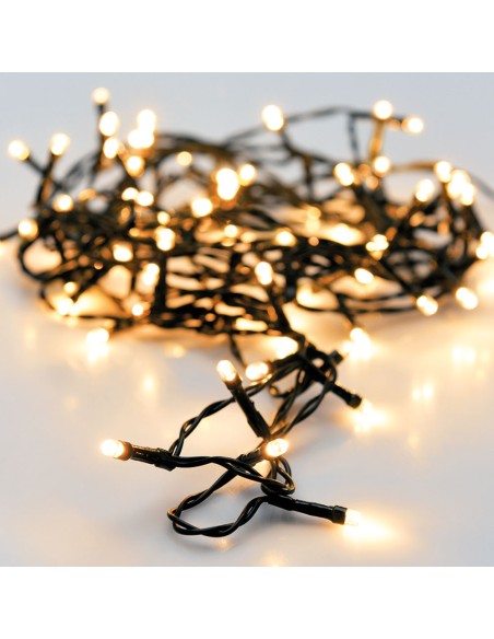 Guirnalda a pilas multifuncion 48 leds cable negro luz blanco calido 4m