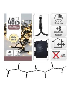 Guirnalda a pilas multifuncion 48 leds cable negro luz blanco calido 4m 2