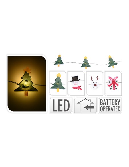 Guirnalda a pilas fija 20 leds decorativos motivos navideños 1,05m colores/modelos surtidos