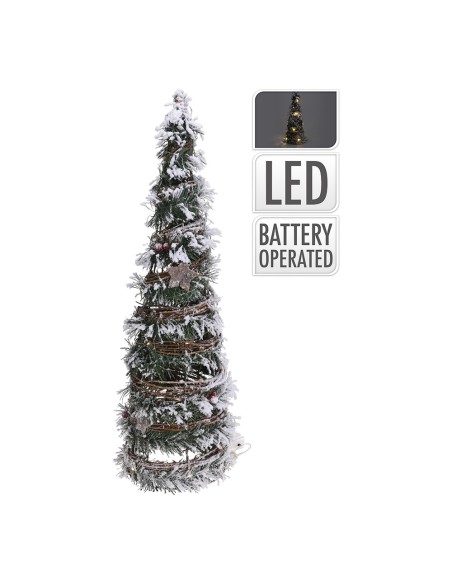 Abeto de navidad de rattan con 20 leds 40cm