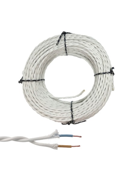 Cable paralelo textil trenzado h05v-k 2 x 1,00 mm² blanco euro/m