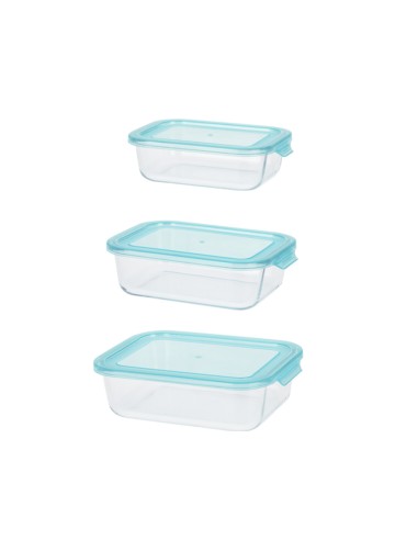 Set 3 fiambreras cristal tamaños varios 630 ml,...