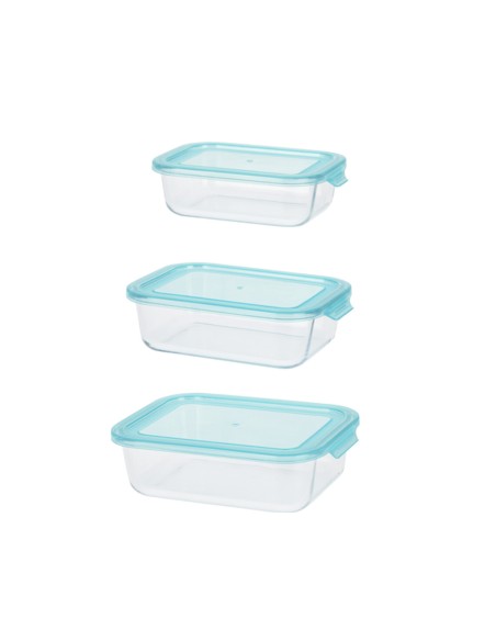 Set 3 fiambreras cristal tamaños varios 630 ml, 1000 ml y 1480 ml