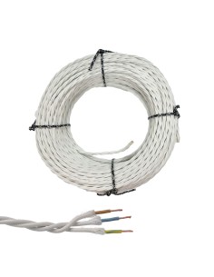 Cable paralelo textil trenzado h05v-k 3 g 1,00 mm² blanco euro/m