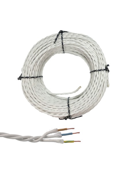 Cable paralelo textil trenzado h05vv-f 3 g 1,50 mm² blanco euro/m