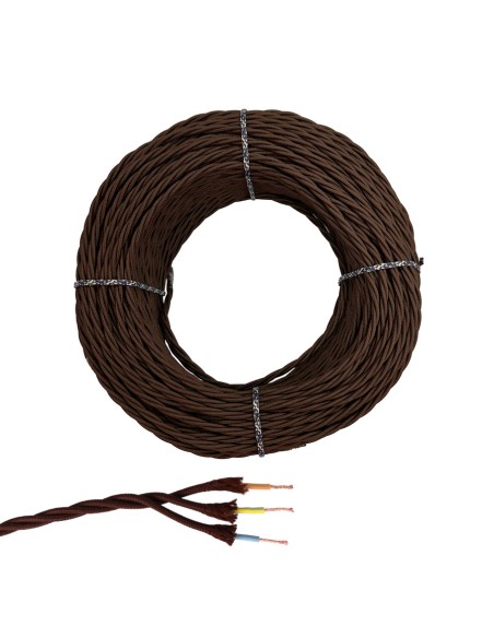 Cable paralelo textil trenzado h05vv-f 3 g 1,50 mm² marrón euro/m