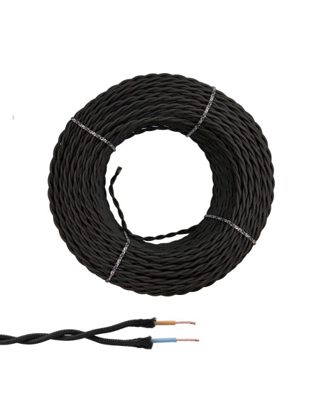 Cable paralelo textil trenzado h05vv-f 2 x 1,50 mm² negro euro/m