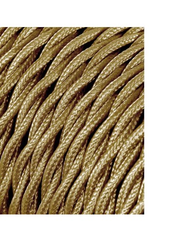 Carrete cable textil trenzado h03vv-f 2 x 0,75 mm² oro, 25 m