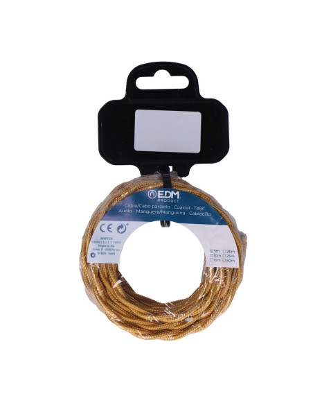 Carrete cable textil trenzado h03vv-f 2 x 0,75 mm² oro, 25 m