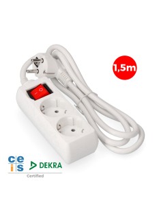 Prolongador con 2 tomas 2p+t, 16 a 250 v de cable h05vv-f 3g 1,5 m.