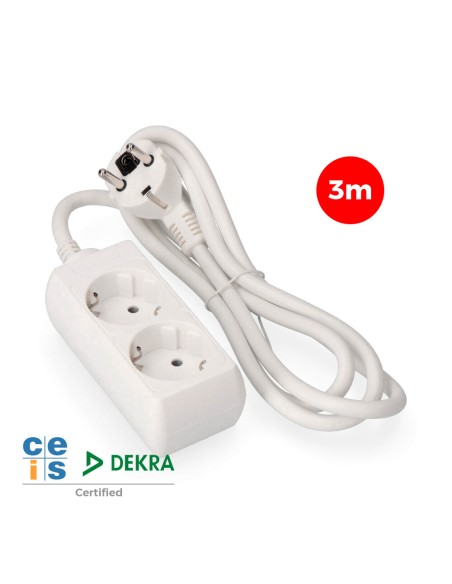 Prolongador con 2 tomas 2p+t, 16 a 250 v de cable h05vv-f 3g 3 m.