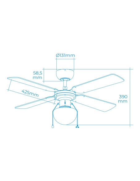Ventilador de techo modelo caribe. color blanco. potencia: 50 w aspas: ø102 cm edm