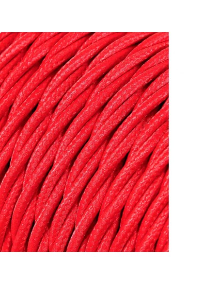 Carrete cable textil trenzado h03vv-f 2 x 0,75 mm² rojo, 25 m