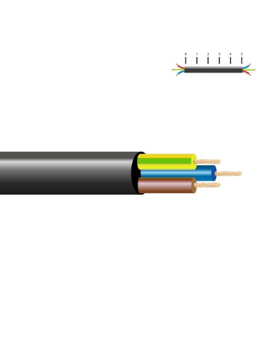 Manguera tubular h05vv-f 3 g 1,00 mm², negra euro/m
