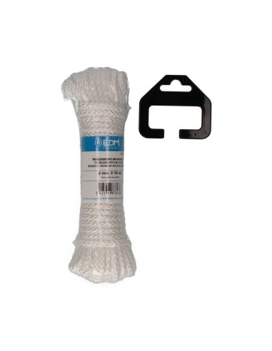 Cuerda trenzada nylon blanco granate, calibre 6 mm x 10 m