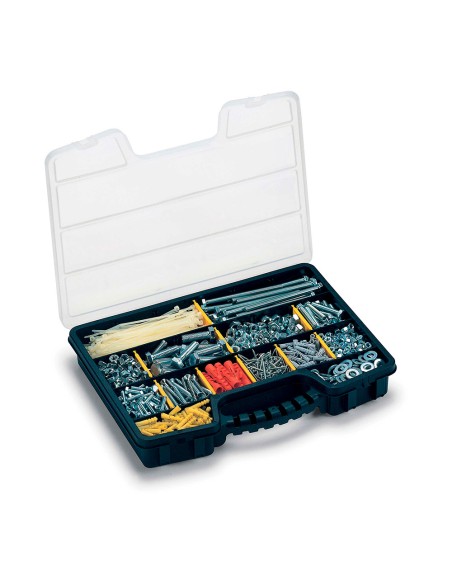 Organizador de compartimento con tapa hasta 20 divisiones: 5 fijas + 15 divisores removibles 39,5 x 30,5 x 6 cm