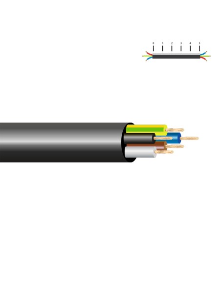 Manguera tubular h05vv-f 6 g 1,00 mm² negra euro/m