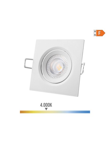 Downlight led empotrable cuadrado 5 w 4000 k luz dia color blanco 9 x 9 cm