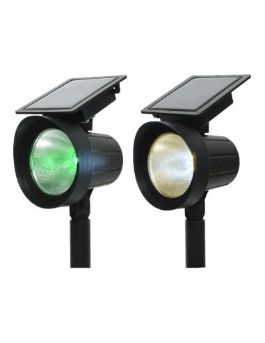 Estaca solar led 25 lm luz multicolor (8 colores) 11 x 13 x 42,5 cm, pack 2 unidades