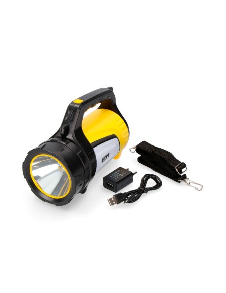 Linterna de cañón multifuncion. luz principal 10w 350lm + lateral 3w 100lm + lateral rojo 3w 20 lm y power bank