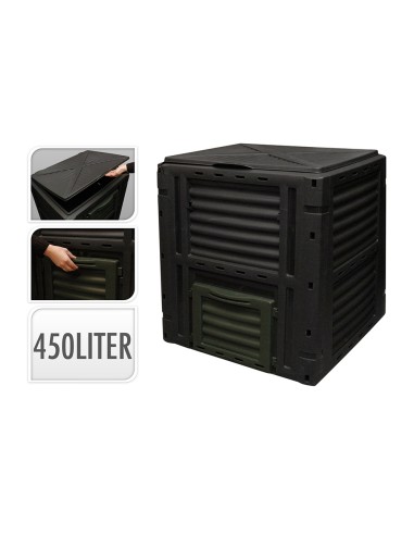 Caja de compostaje 450 l color negro 80x80x81cm progarden