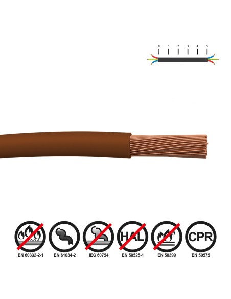 Cablecillo h07z1-k 1,50 mm² marrón euro/m