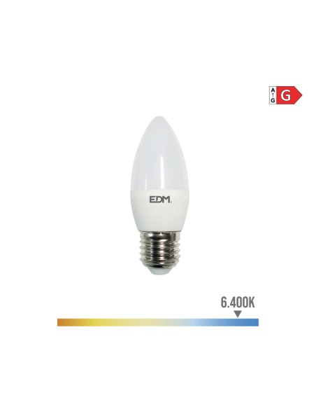 Bombilla vela led e27 5 w 400 lm 6400 k luz fria ø3,5 x 10 cm