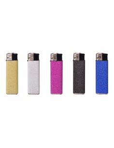 Encendedor modelo glitter recargable colores surtidos 8x2,5x1cm euro/u 2