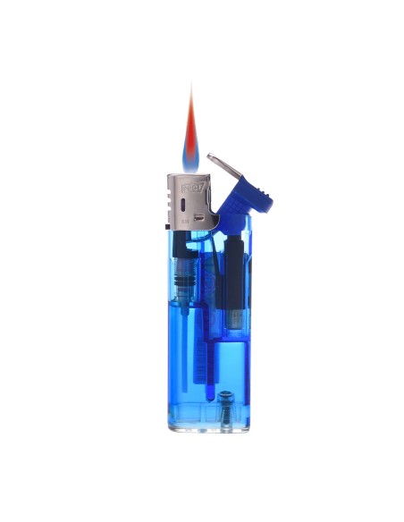 Encendedor modelo transparente llama roja 8x2,5x1cm colores surtidos recargable