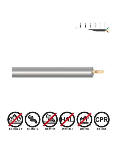 Cablecillo h07z1-k 6,00 mm² gris euro/m